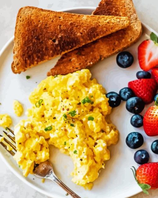 Scrambled Egg With Fruits And Toast Diamond Painting