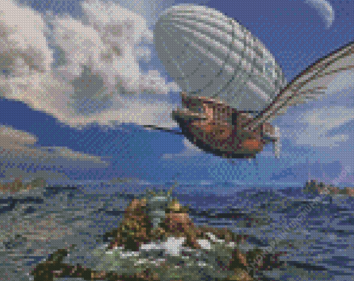 Aesthetic Steampunk Airship Diamond Painting