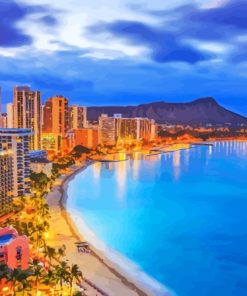 Waikiki Beach At Night Diamond Painting