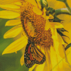 Yellow Sunflower With Butterfly Diamond Painting