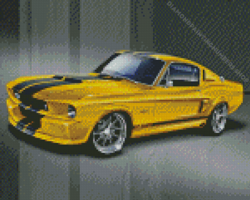 1967 Yellow Mustang Sport Car Diamond Painting