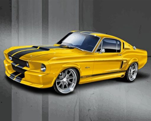 1967 Yellow Mustang Sport Car Diamond Painting