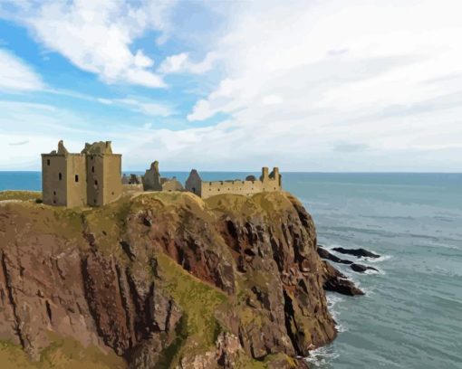 Aberdeen Dunnottar Castle Seascape Diamond Painting