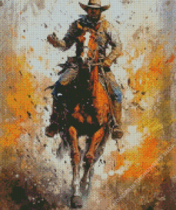 Abstract Cowboy Riding Horse Diamond Painting