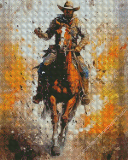 Abstract Cowboy Riding Horse Diamond Painting