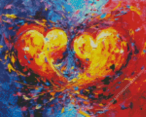 Abstract Double Hearts Diamond Painting