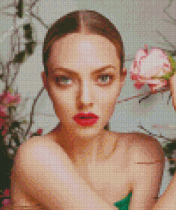 Amanda Seyfried With Pink Flower Diamond Painting