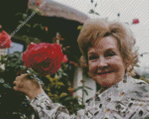 Beryl Reid With Pink Flower Diamond Painting