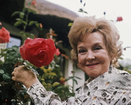 Beryl Reid With Pink Flower Diamond Painting