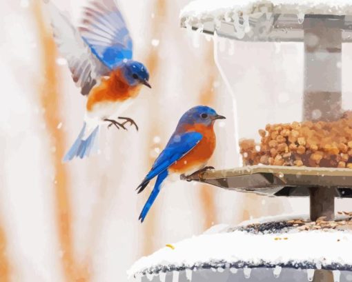 Birds And Snow Diamond Painting