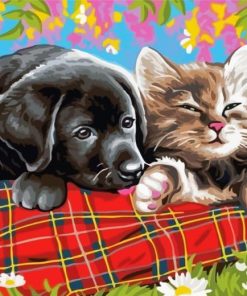 Black Lab And Cat Diamond Painting