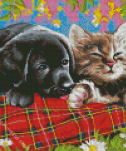 Black Lab And Cat Diamond Painting