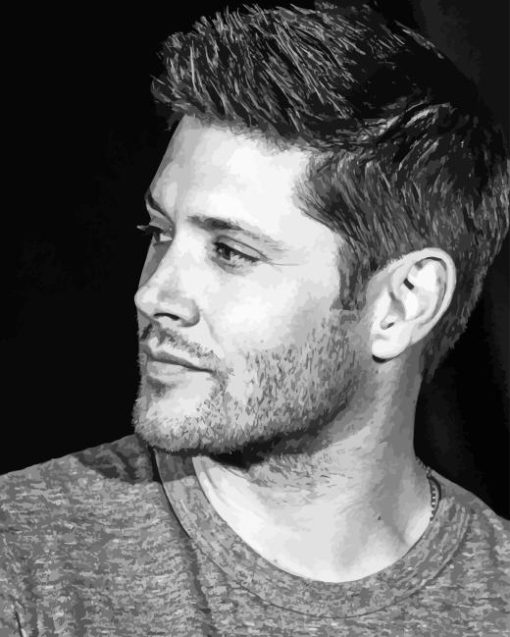 Black And White Jensen Ackles Diamond Painting