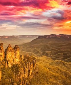 Blue Mountains At Sunset Diamond Painting