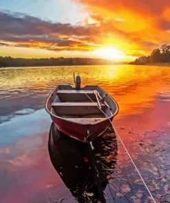 Boat In Sunset Diamond Painting