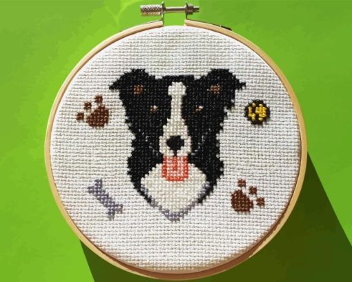 Border Collie Cross Stitch Diamond Painting