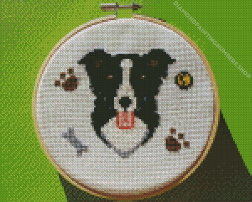 Border Collie Cross Stitch Diamond Painting