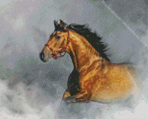 Brown Horse In The Smoke Diamond Painting