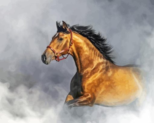 Brown Horse In The Smoke Diamond Painting