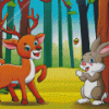 Bunny Deer In Forest Diamond Painting