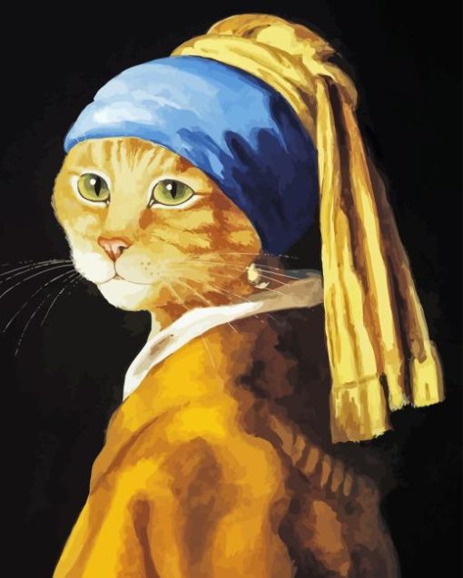 Cat With a Pearl Earring Diamond Painting