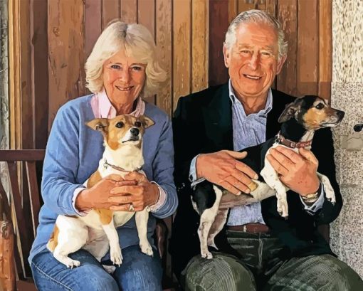 Charles and Camilla And Dogs Diamond Painting