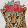 Cheetah With Flowers Art Diamond Painting