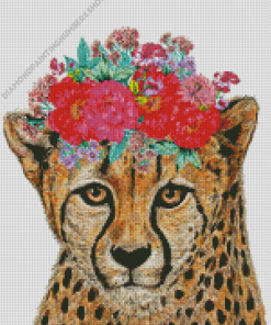 Cheetah With Flowers Art Diamond Painting