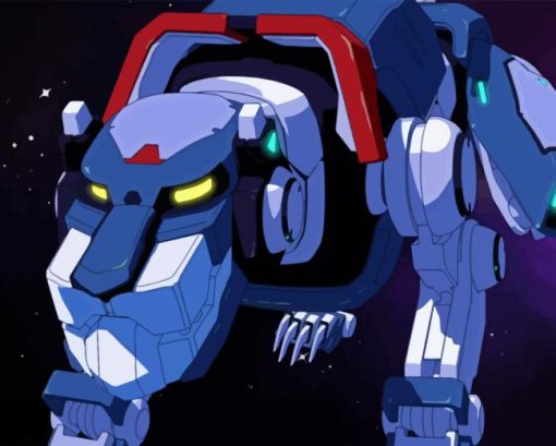 Close Up Blue Lion Voltron Diamond Painting