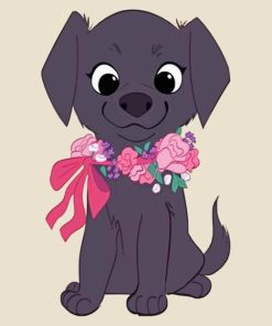 Cute Black Dog Diamond Painting