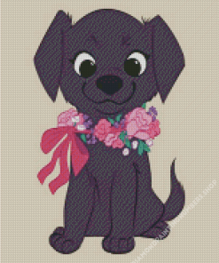 Cute Black Dog Diamond Painting