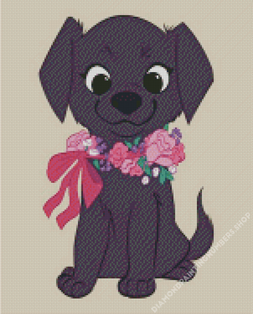 Cute Black Dog Diamond Painting