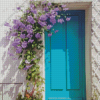 Door With Purple Flowers Diamond Painting