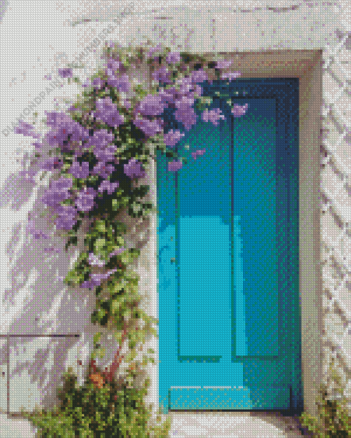 Door With Purple Flowers Diamond Painting