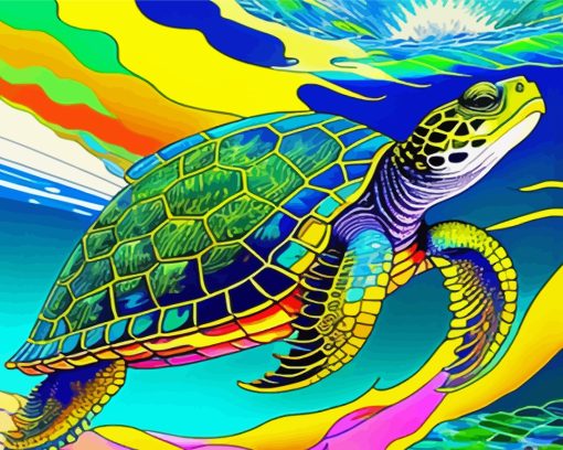 Fantasy Psychedelic Sea Turtle Diamond Painting