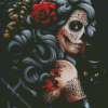 Floral Gothic Sugar Skull Diamond Painting