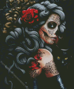 Floral Gothic Sugar Skull Diamond Painting