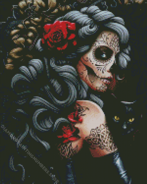 Floral Gothic Sugar Skull Diamond Painting