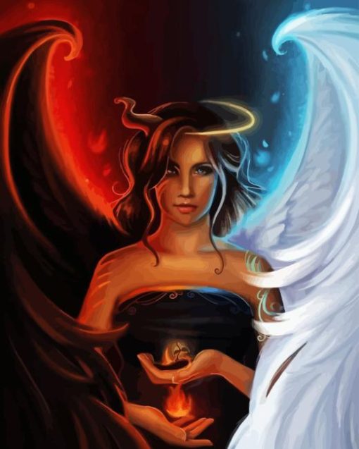 Girl Half Angel And Devil Diamond Painting