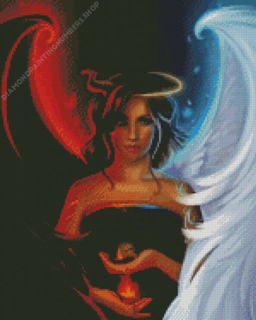 Girl Half Angel And Devil Diamond Painting