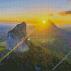 Glass House Mountain Sunrise Diamond Painting