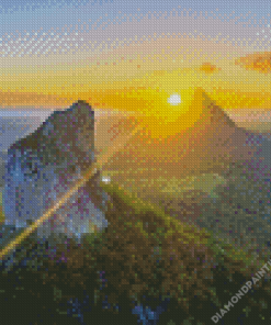 Glass House Mountain Sunrise Diamond Painting