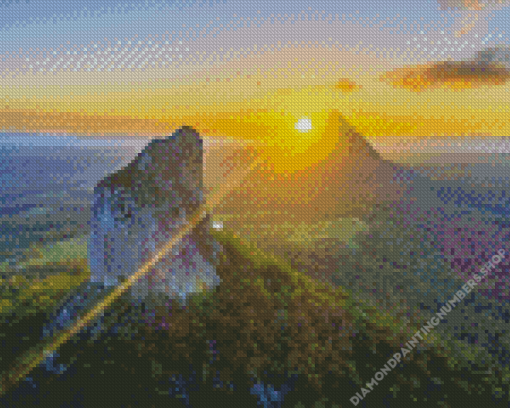 Glass House Mountain Sunrise Diamond Painting