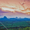 Glass House Mountains Pink Sky Diamond Painting