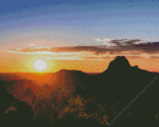 Glass House Mountain With Sunrise Diamond Painting