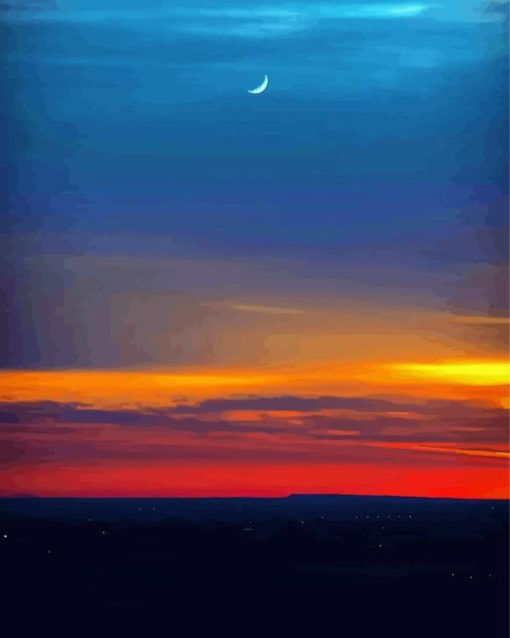 Half Moon Red Sunset Diamond Painting