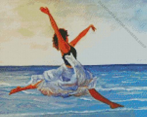 Lady Dancing On Beach Diamond Painting