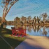 Lake with Red Chair Diamond Painting