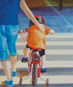 Little Boy Riding Bike Art Diamond Painting