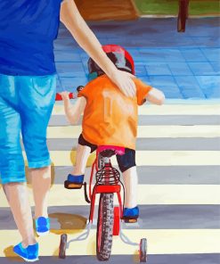 Little Boy Riding Bike Art Diamond Painting